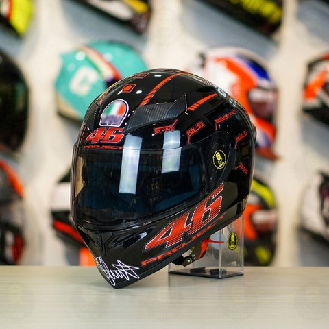 Mũ Royal M138b Đen Bóng + Tặng Dán Tem Decal AGV PROJECT 46 Đen Đỏ FREESHIP