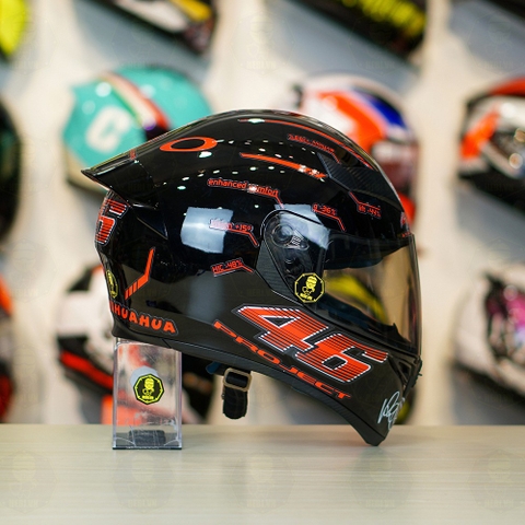Mũ Royal M138b Đen Bóng + Tặng Dán Tem Decal AGV PROJECT 46 Đen Đỏ FREESHIP
