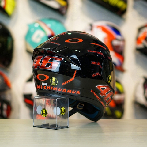 Mũ Royal M138b Đen Bóng + Tặng Dán Tem Decal AGV PROJECT 46 Đen Đỏ FREESHIP