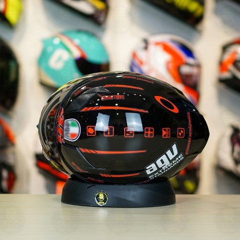 Mũ Royal M138b Đen Bóng + Tặng Dán Tem Decal AGV PROJECT 46 Đen Đỏ FREESHIP