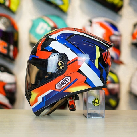 Mũ Royal M138b Đen Bóng + Tặng Dán Tem Decal Shoei BRINK Đỏ Xanh FREESHIP