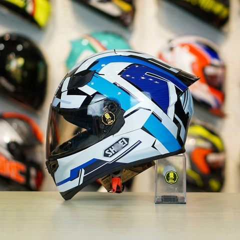 Mũ Royal M138b Đen Bóng + Tặng Dán Tem Decal Shoei BRINK Trắng Xanh FREESHIP