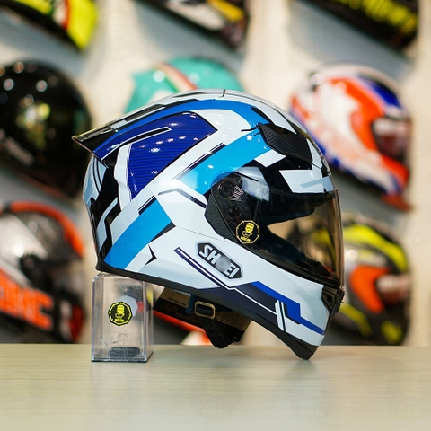 Mũ Royal M138b Đen Bóng + Tặng Dán Tem Decal Shoei BRINK Trắng Xanh FREESHIP