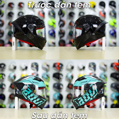 Tem Decal AGV Myth Version 2 Xanh Ngọc Cho Nón Fullface - Không Nón - FREESHIP
