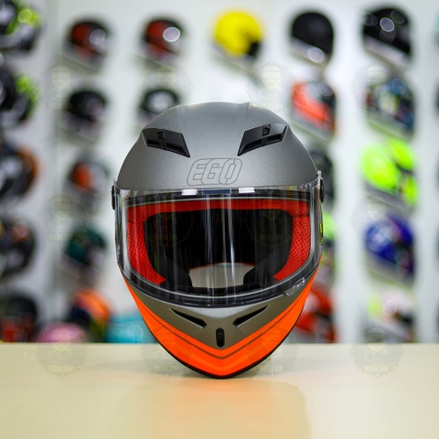 Mũ Fullface EGO E7 T1 Xám Cam Nhám FREESHIP