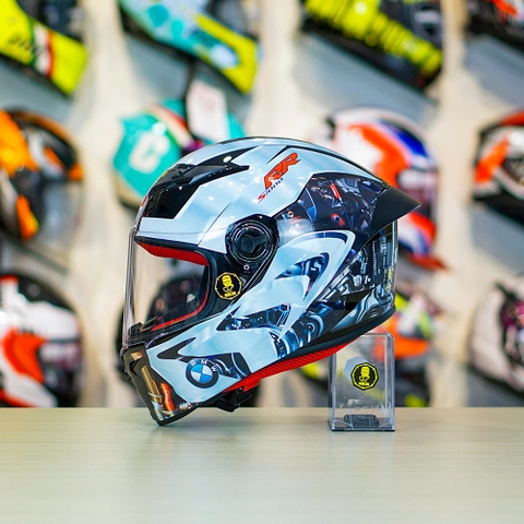 Mũ Fullface EGO E7 Xám Cam Nhám + Dán Tem Decal BMW Bạc FREESHIP