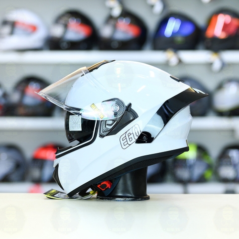 Mũ Fullface EGO E81 Trắng Bóng + Đuôi Gió FREESHIP