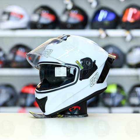 Mũ Fullface EGO E81 Trắng Bóng + Đuôi Gió FREESHIP