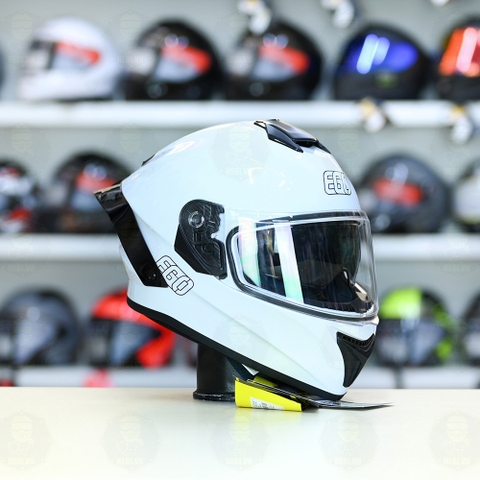 Mũ Fullface EGO E81 Trắng Bóng + Đuôi Gió FREESHIP