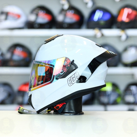 Mũ Fullface EGO E81 Trắng Bóng + Đuôi Gió FREESHIP