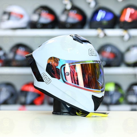 Mũ Fullface EGO E81 Trắng Bóng + Đuôi Gió FREESHIP