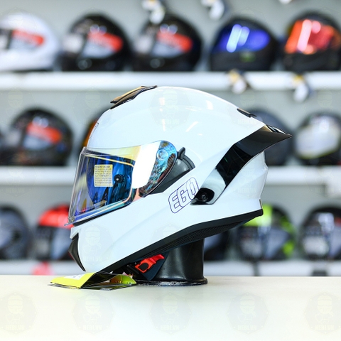 Mũ Fullface EGO E81 Trắng Bóng + Đuôi Gió FREESHIP