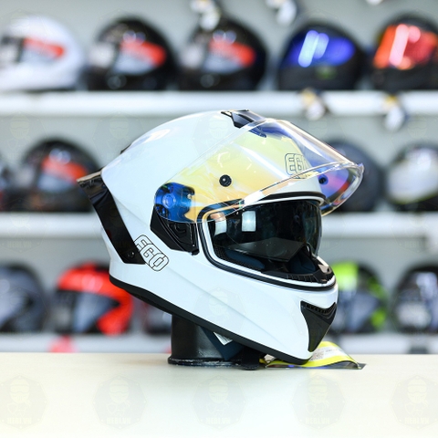 Mũ Fullface EGO E81 Trắng Bóng + Đuôi Gió FREESHIP