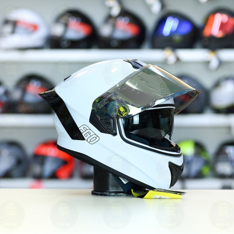 Mũ Fullface EGO E81 Trắng Bóng + Đuôi Gió FREESHIP