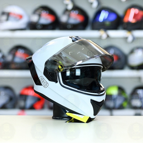 Mũ Fullface EGO E81 Trắng Bóng + Đuôi Gió FREESHIP