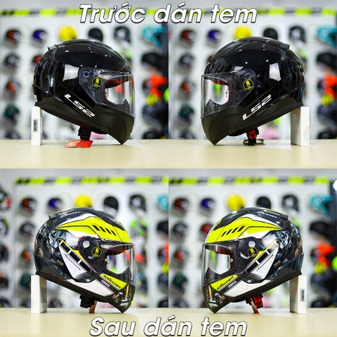 Tem Decal Yamaha Exciter Đen Vàng Cho LS2 FF353 - Không Nón - FREESHIP