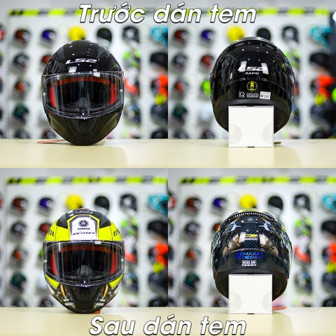 Tem Decal Yamaha Exciter Đen Vàng Cho LS2 FF353 - Không Nón - FREESHIP