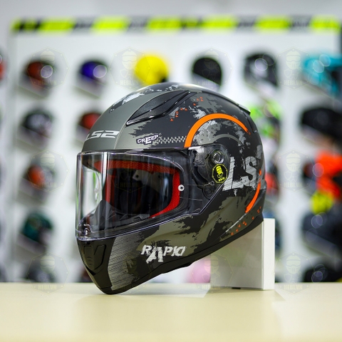 Mũ Fullface LS2 FF353 CREEP Xám Cam Nhám FREESHIP