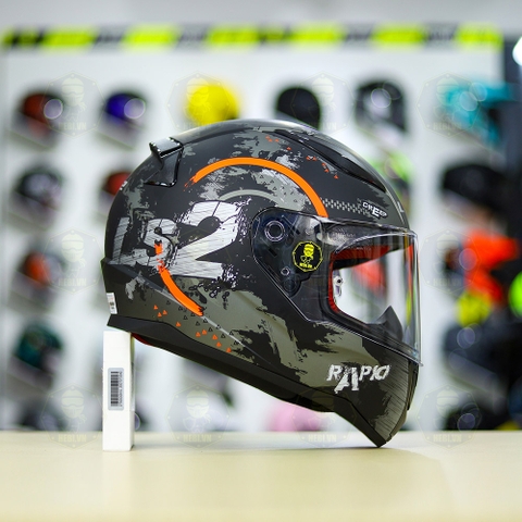 Mũ Fullface LS2 FF353 CREEP Xám Cam Nhám FREESHIP