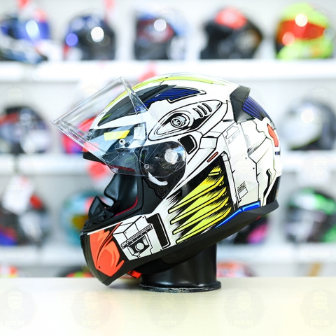 Mũ Fullface LS2 FF353 Robot Trắng Xanh FREESHIP