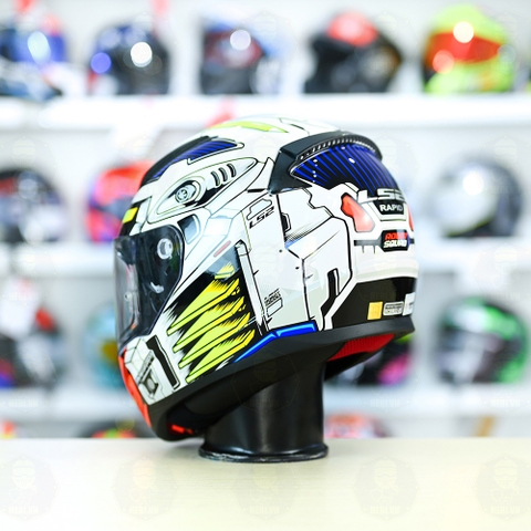 Mũ Fullface LS2 FF353 Robot Trắng Xanh FREESHIP