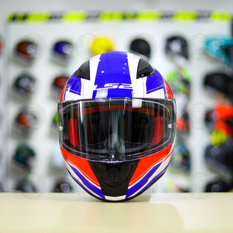 Mũ Fullface LS2 FF353 T4 Trắng Xanh Đỏ Bóng FREESHIP