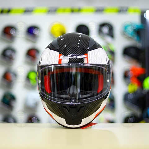 Mũ Fullface LS2 FF353 Trắng Đen Vân Carbon FREESHIP