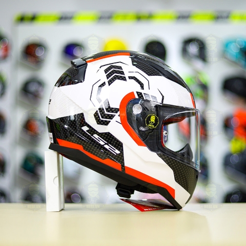 Mũ Fullface LS2 FF353 Trắng Đen Vân Carbon FREESHIP