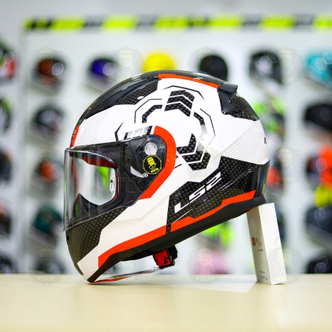 Mũ Fullface LS2 FF353 Trắng Đen Vân Carbon FREESHIP