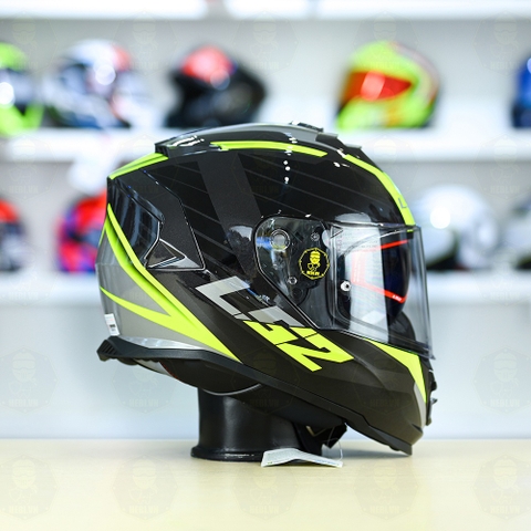 Mũ Fullface LS2 FF800 KPA 2 Kính Đen Xám Vàng Bóng FREESHIP + Tặng Pinlock