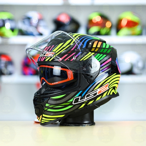 Mũ Fullface LS2 FF800 KPA 2 Kính Power Cầu Vòng Đen Tím + Tặng Pinlock