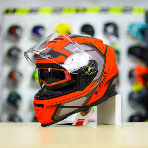 Mũ Fullface LS2 FF800 KPA 2 Kính Xám Đỏ Nhám FREESHIP + Tặng Pinlock