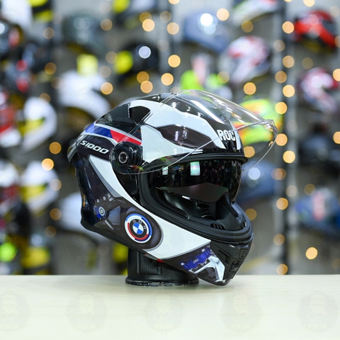 Mũ Fullface ROC R11 Pro Đen Bóng + Dán Tem Decal BMW 2025 FREESHIP