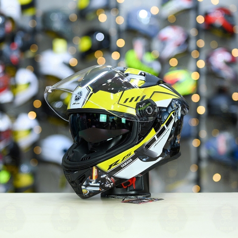 Mũ Fullface ROC R11 Pro Đen Bóng + Dán Tem Decal R15 Vàng FREESHIP