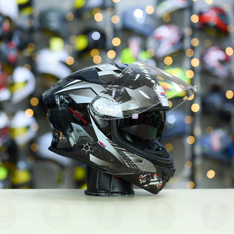 Mũ Fullface ROC R11 Pro Đen Bóng + Dán Tem Decal Winner X Xám FREESHIP