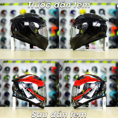 Tem Decal Yamaha Exciter Đỏ Cho Nón Fullface - Không Nón - FREESHIP