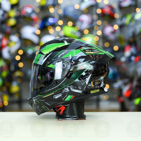 Mũ Fullface ROC R11 Pro Đen Bóng + Dán Tem Decal Kawasaki FREESHIP
