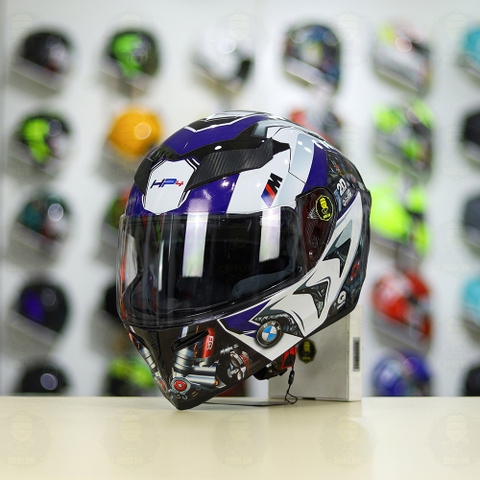 Mũ Royal M138b Đen Bóng + Tặng Dán Tem Decal BMW Trắng Xanh FREESHIP