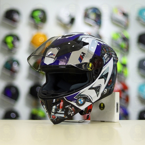 Mũ Royal M138b Đen Bóng + Tặng Dán Tem Decal BMW Trắng Xanh FREESHIP