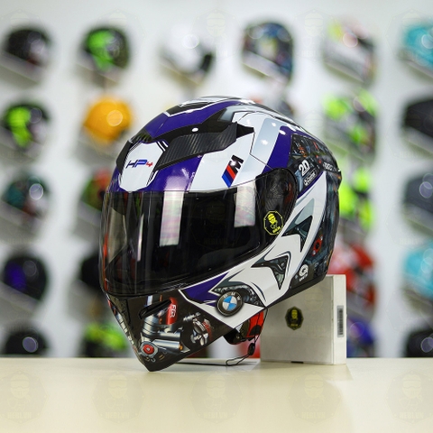 Mũ Royal M138b Đen Bóng + Tặng Dán Tem Decal BMW Trắng Xanh FREESHIP