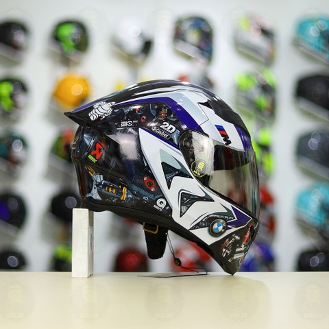 Mũ Royal M138b Đen Bóng + Tặng Dán Tem Decal BMW Trắng Xanh FREESHIP