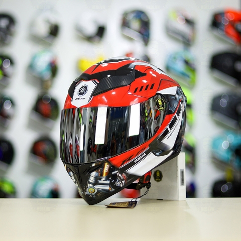Mũ Royal M138b Đen Bóng + Tặng Dán Tem Decal Yamaha R15 Đỏ FREESHIP