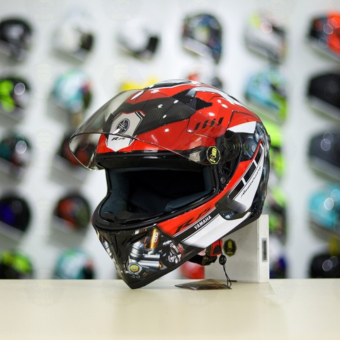 Mũ Royal M138b Đen Bóng + Tặng Dán Tem Decal Yamaha R15 Đỏ FREESHIP