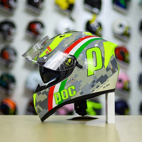 Mũ Fullface TORC T18 POC Camo Trắng Xanh Mạ FREESHIP