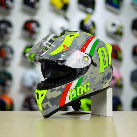 Mũ Fullface TORC T18 POC Camo Trắng Xanh Mạ FREESHIP