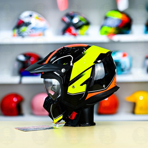 Mũ Fullface Yohe 890 NAVI T4 Đen Cam Vàng Bóng FREESHIP