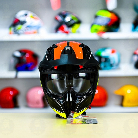 Mũ Fullface Yohe 890 NAVI T4 Đen Cam Vàng Bóng FREESHIP