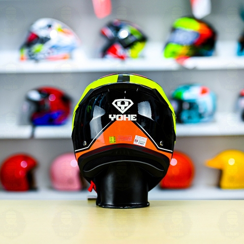 Mũ Fullface Yohe 890 NAVI T4 Đen Cam Vàng Bóng FREESHIP