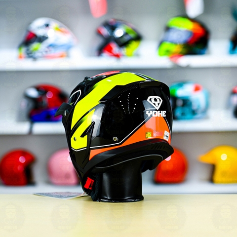 Mũ Fullface Yohe 890 NAVI T4 Đen Cam Vàng Bóng FREESHIP