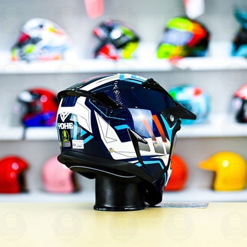 Mũ Fullface Yohe 890 NAVI T6 Cam Xanh Bóng FREESIP